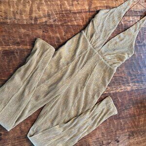 Gold Halter Plunge Metallic Jumpsuit By House Of CB London XS